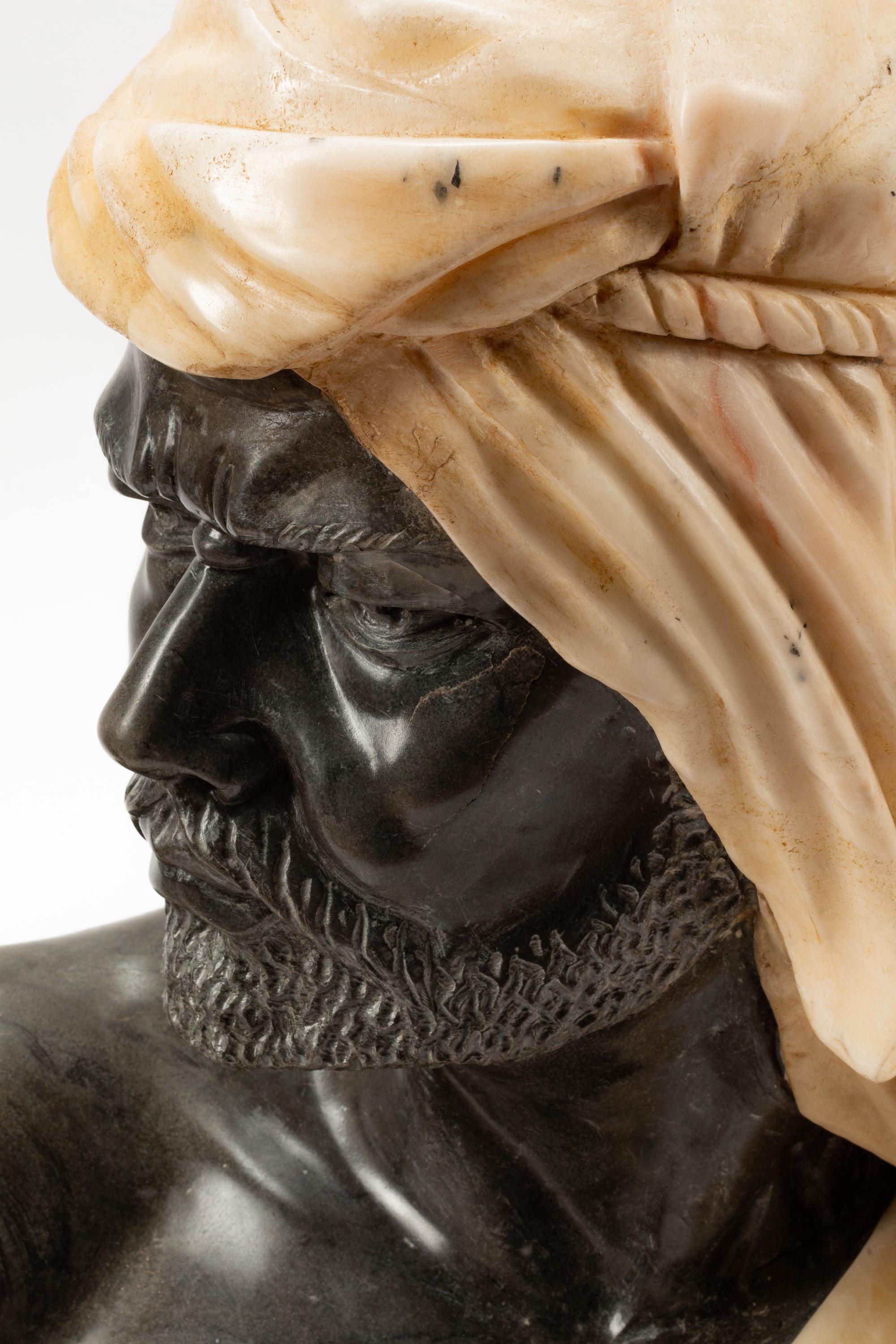 A Pair of Italian Marble and Onyx Busts