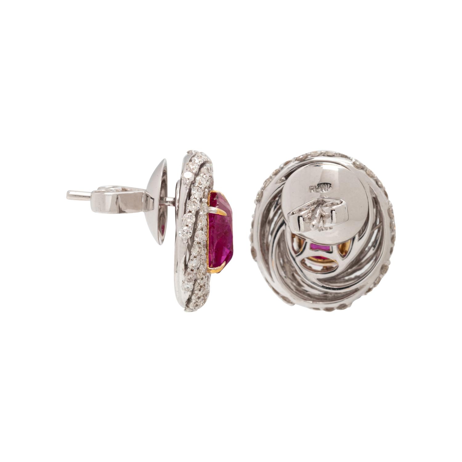 UNHEATED BURMESE RUBY AND DIAMOND EARRINGS