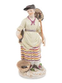 A Meissen Porcelain Figure of a Fisherwoman