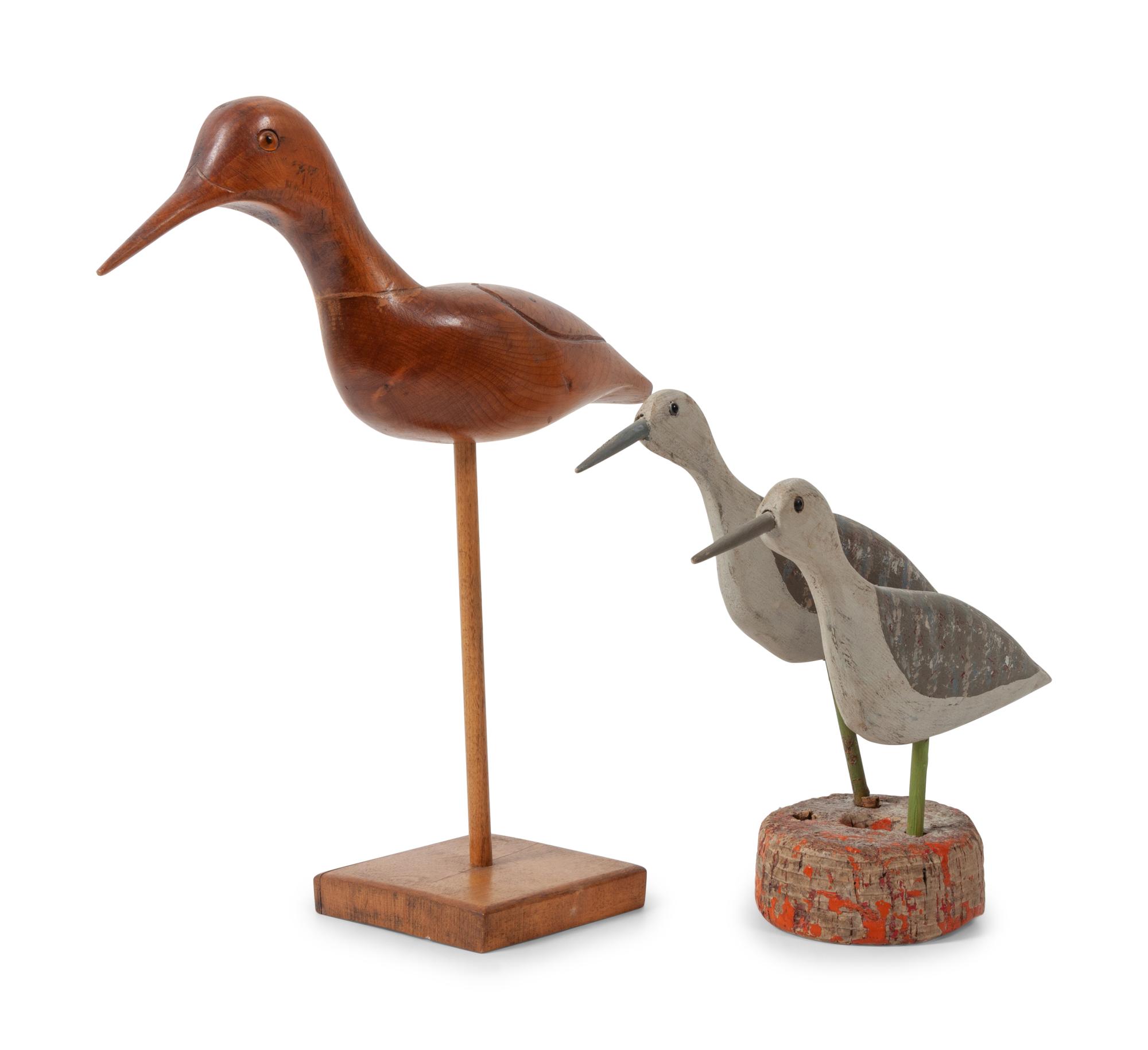 Two Folk Art Carved Shorebirds