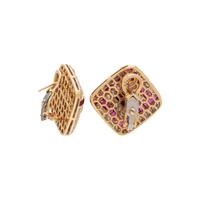 BICOLOR GOLD, DIAMOND, AND RUBY EARRINGS
