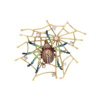 YELLOW GOLD, DIAMOND AND ENAMEL SPIDER BROOCH