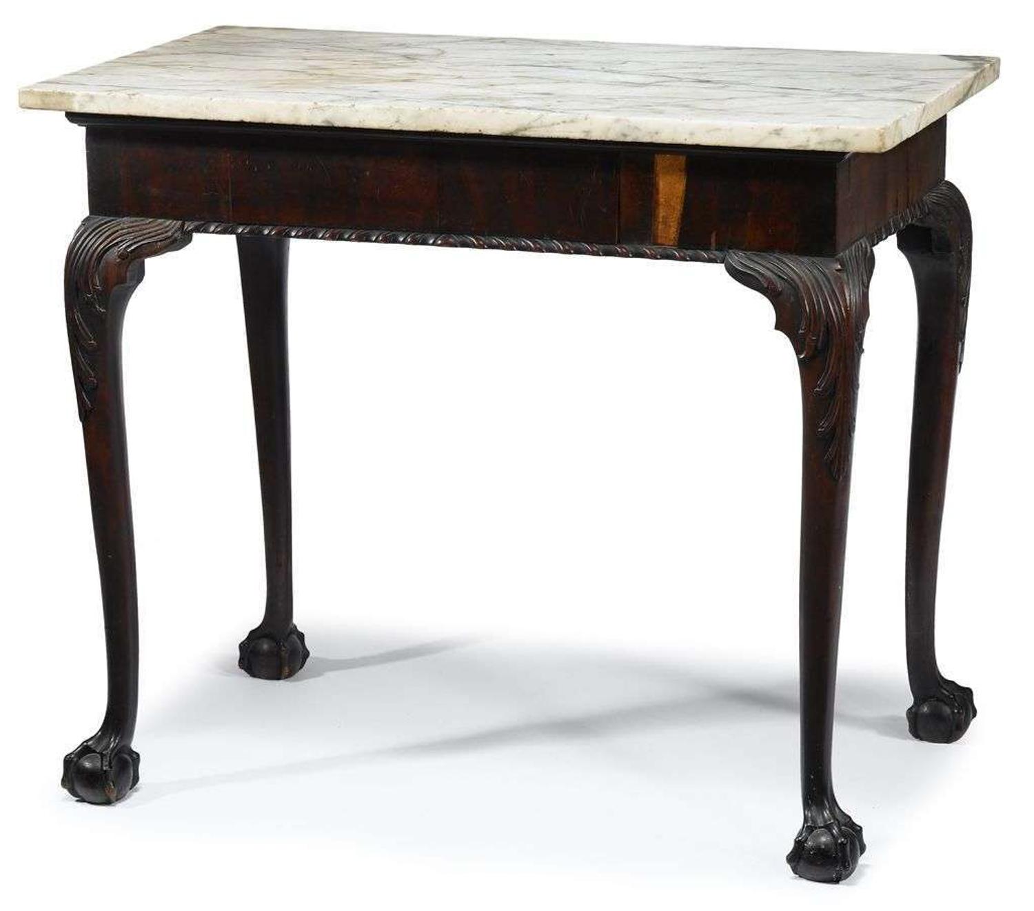 George II carved mahogany marble top side table ireland, circa 1750