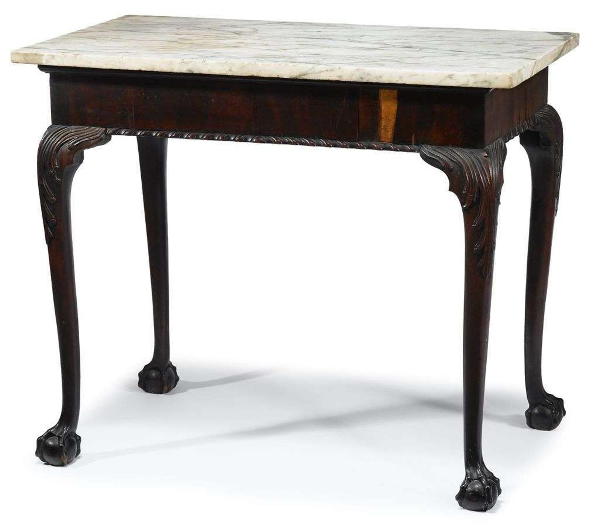 George II carved mahogany marble top side table ireland, circa 1750