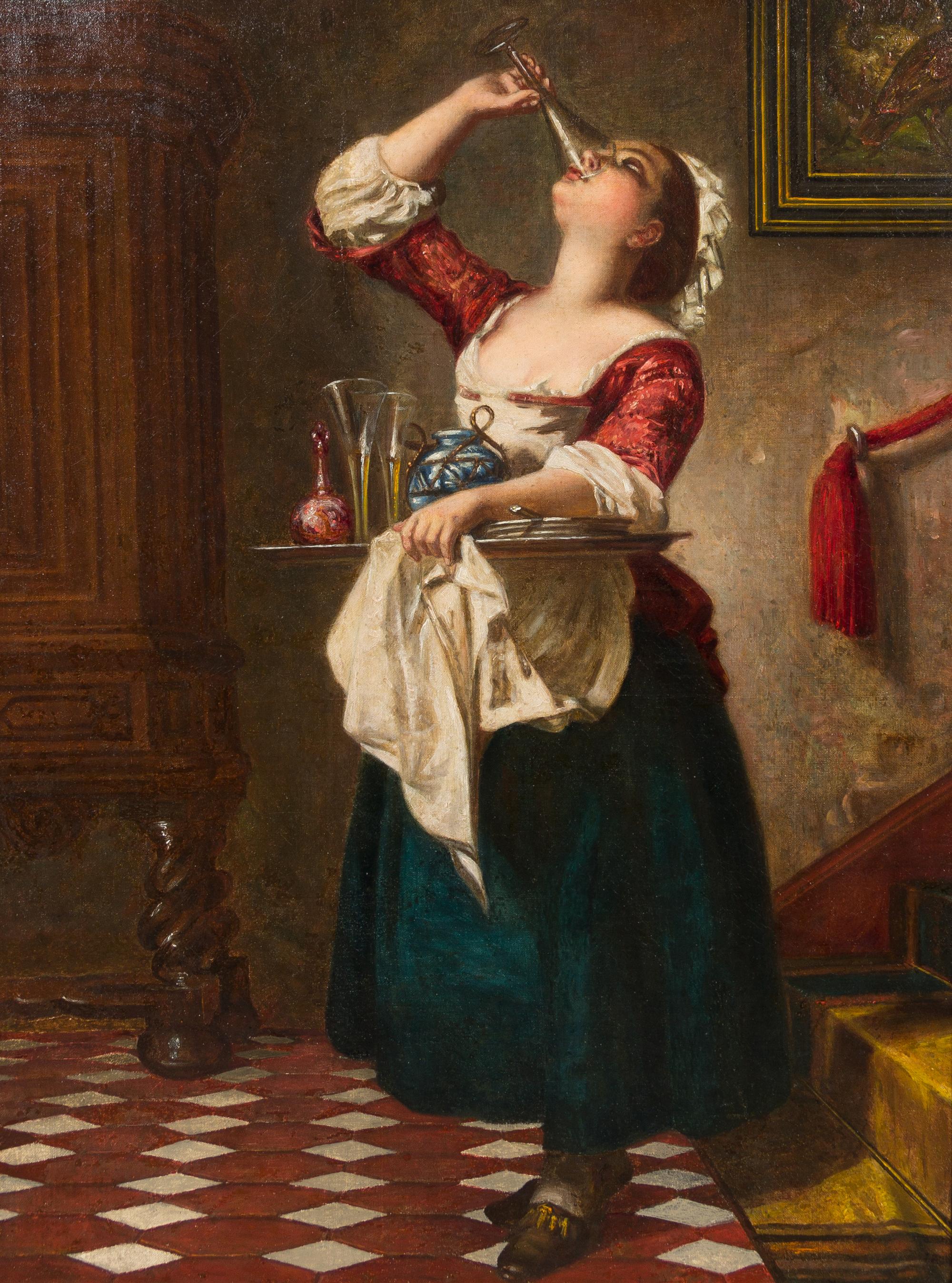 Attributed to Ludwig Knaus, (German, 1829-1910), The Naughty Maids (a pair of works)