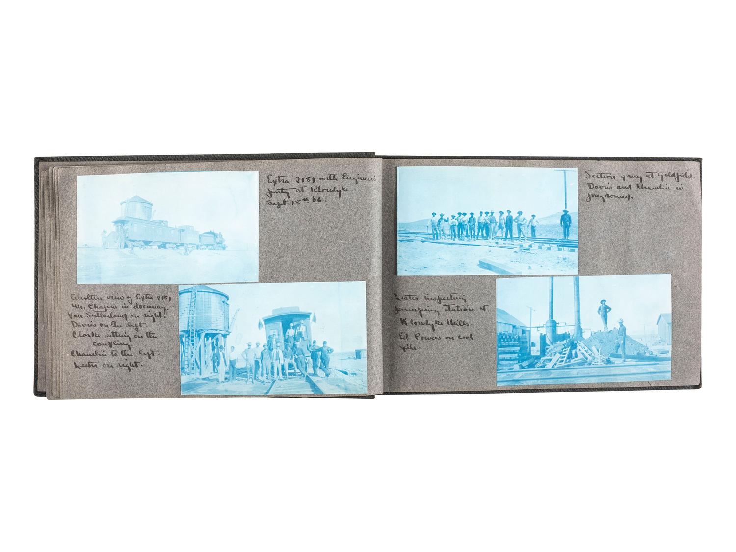 [WESTERN AMERICANA] -- [MINING]. Album containing 59 photographs, some showing mining operations in Goldfield and Tonopah, Nevada, ca 1906.