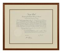 [POLITICS]. [PERKINS, Edward Joseph (1928-2020)]. A group of 9 appointments by Presidents Reagan, Bush, Clinton, and Bush to Perkins, presumably with secretarial or facsimile signatures, including: