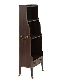 A Small Regency Ebonized and Gilt Decorated Waterfall Bookcase — 19TH CENTURY