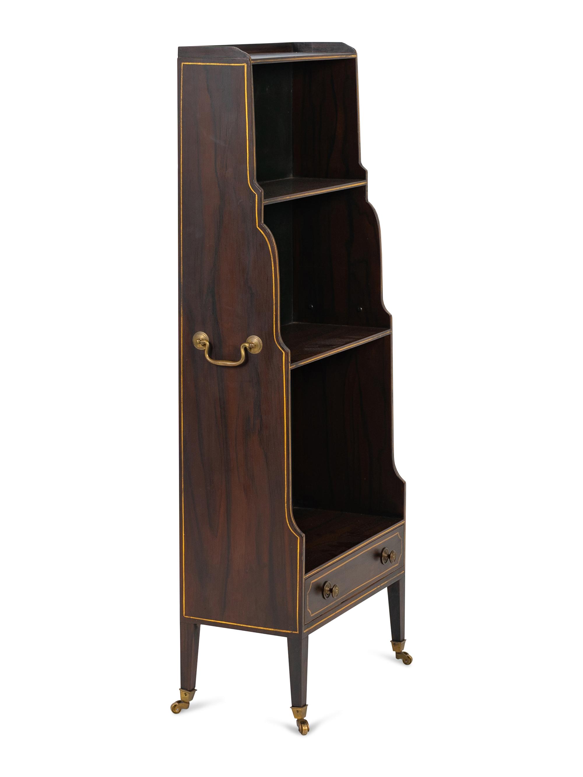 A Small Regency Ebonized and Gilt Decorated Waterfall Bookcase — 19TH CENTURY