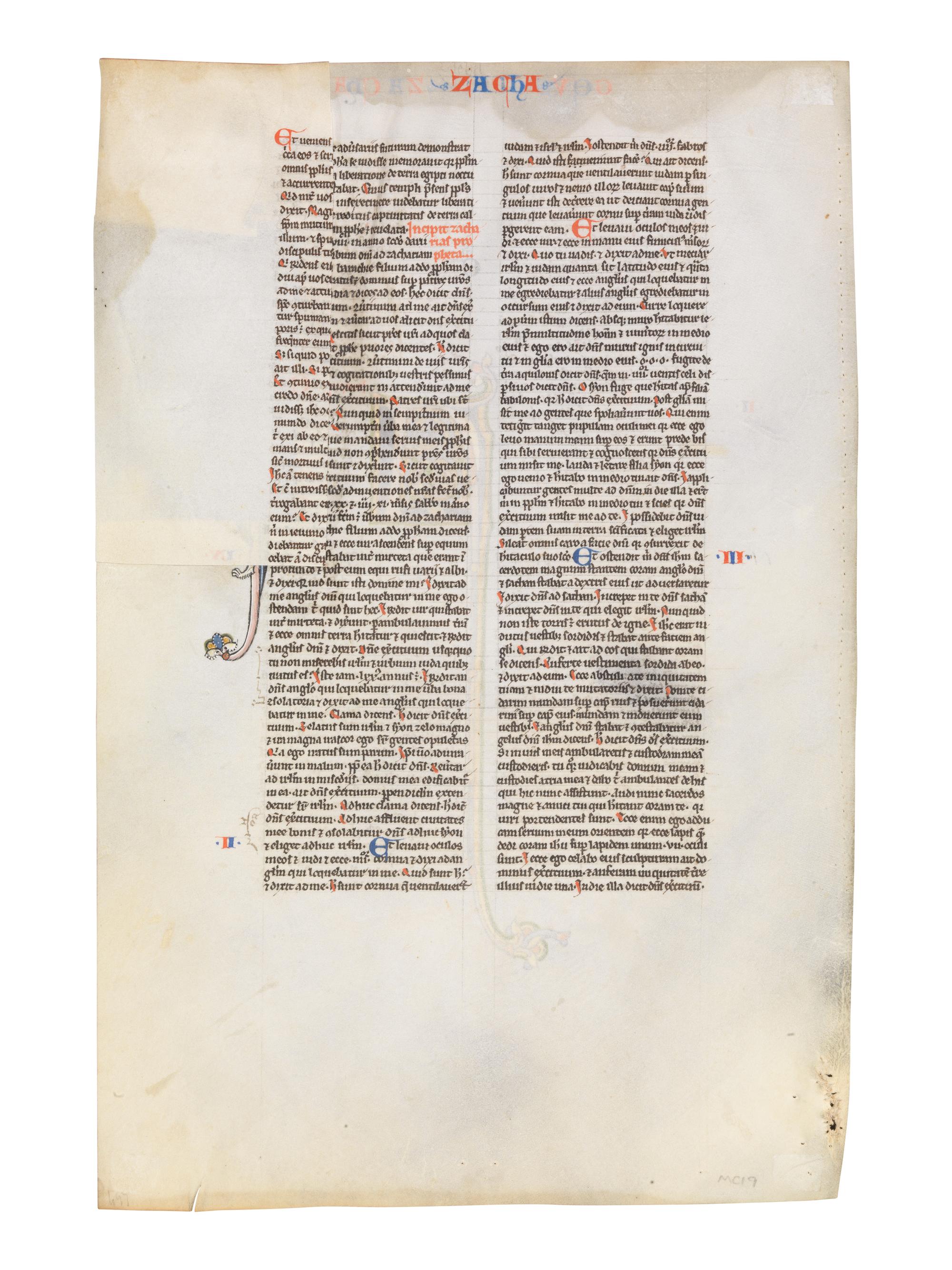 ALMAGEST MASTER (active Paris, c. 1210-1220) A leaf from a Bible, with an illuminated initial ‘A’, in Latin, illuminated manuscript on parchment [France, Paris, c. 1220]