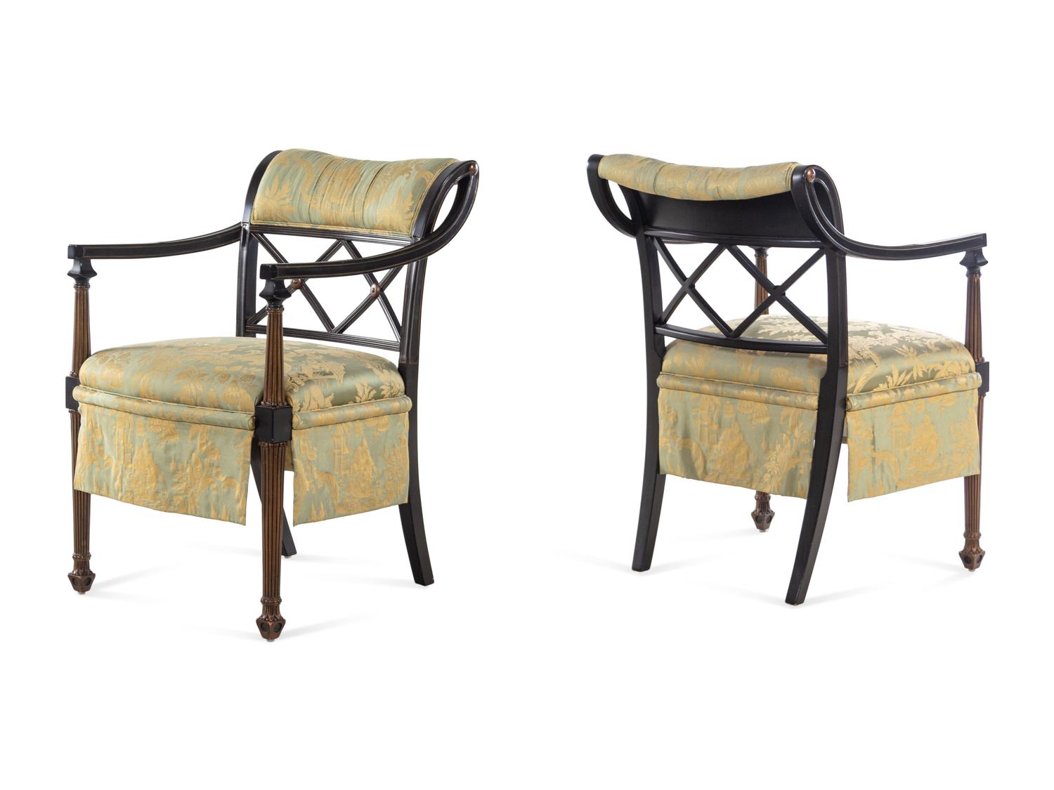 A Set of Five Regency Style Painted Armchairs