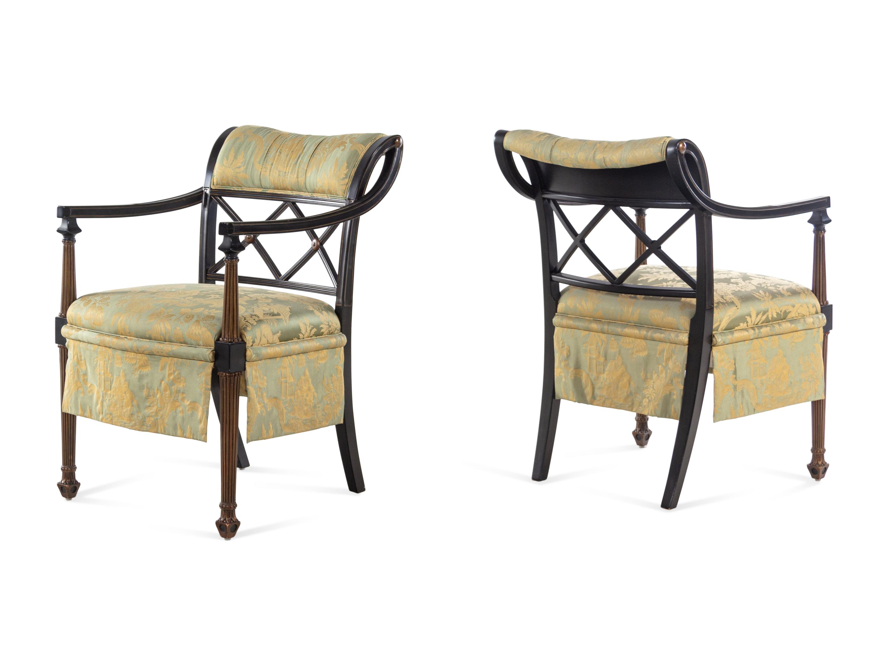 A Set of Five Regency Style Painted Armchairs