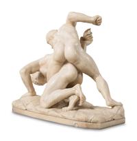 An Italian Carved Marble Figural Group of The Wrestlers