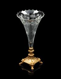 A Gilt-Bronze Mounted Etched and Cut Glass Vase