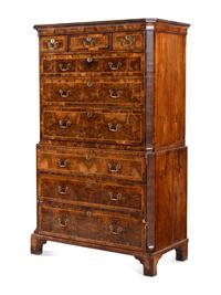 A George III Burl Walnut Chest-on-Chest