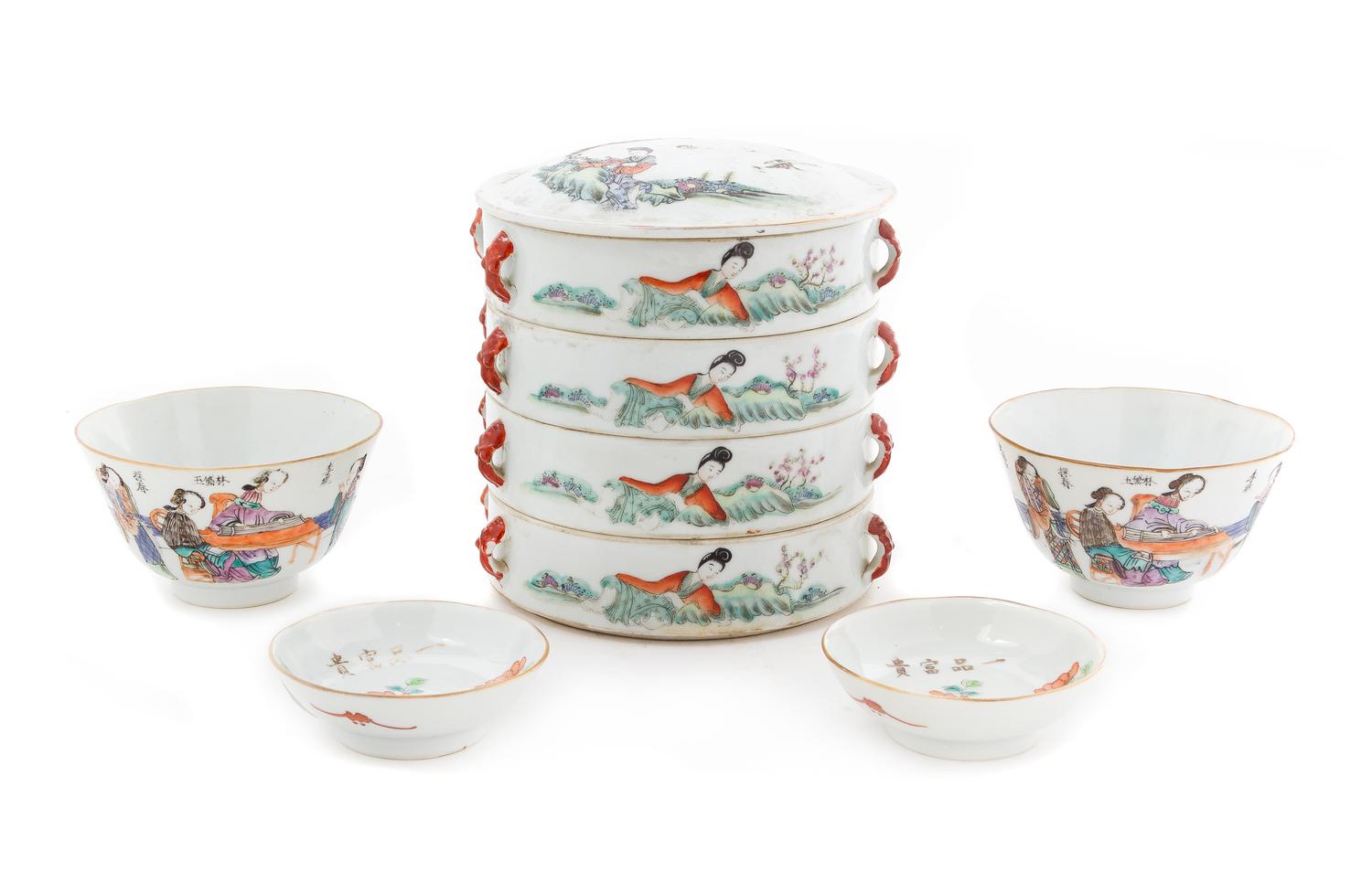Five Chinese Famille Rose Porcelain Articles Height of tallest 6 1/2 inches. — REPUBLIC PERIOD