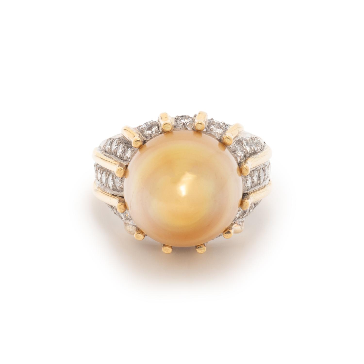 BAROQUE CULTURED PEARL AND DIAMOND RING