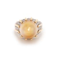 BAROQUE CULTURED PEARL AND DIAMOND RING
