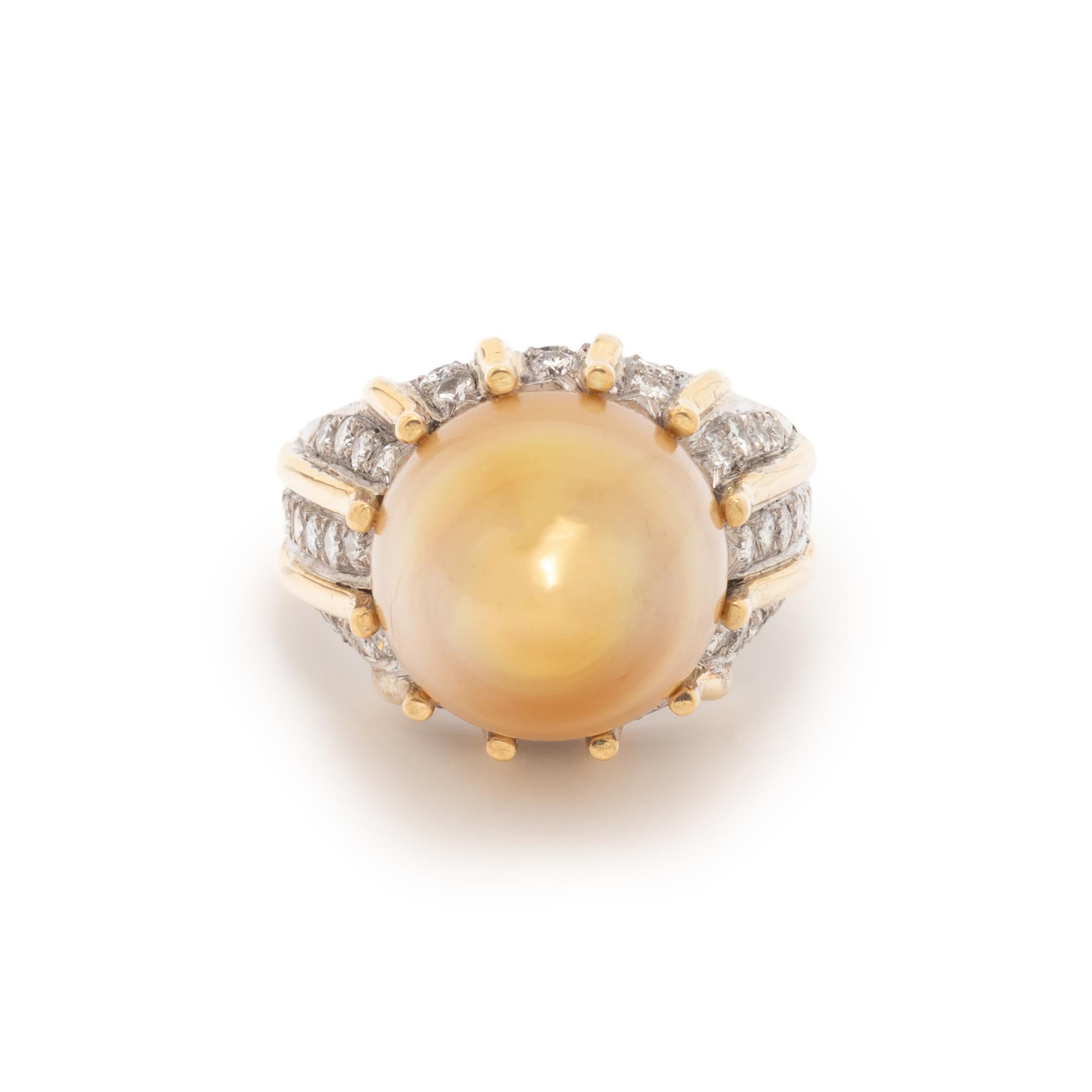 BAROQUE CULTURED PEARL AND DIAMOND RING