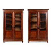 A Pair of English Mahogany Bookcase Cabinets