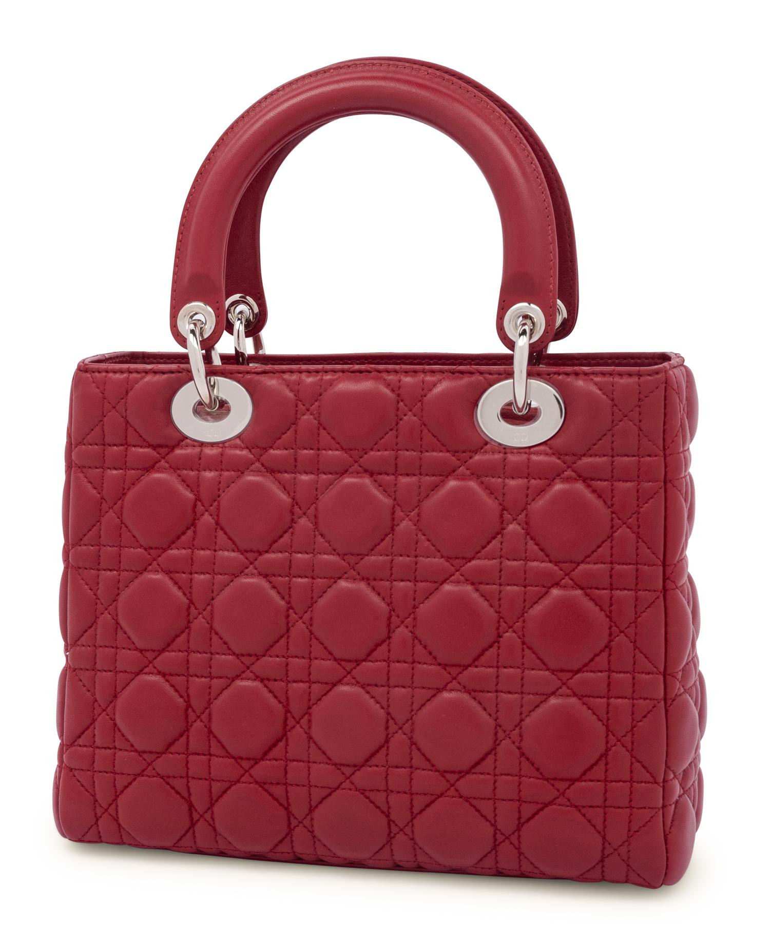 Christian Dior Red Leather Cannage Small Lady Dior Bag, 2008