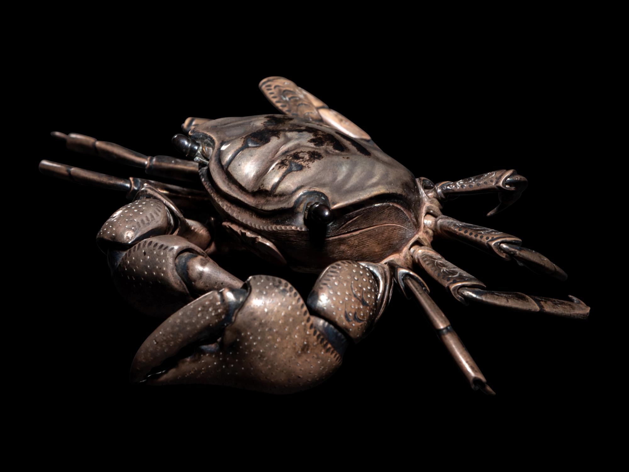 A Japanese Silver Articulated Model of a Crab