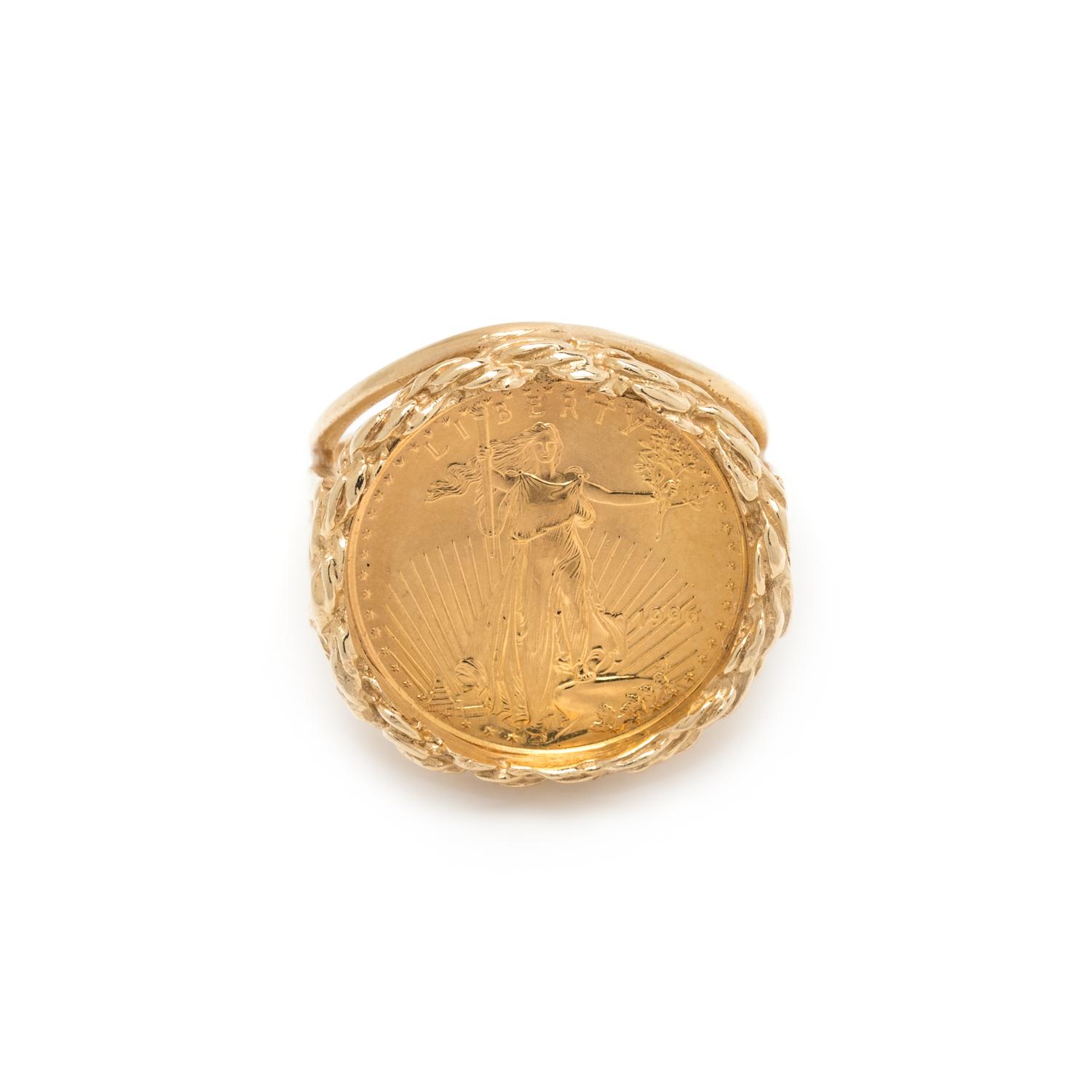 YELLOW GOLD AND COIN RING