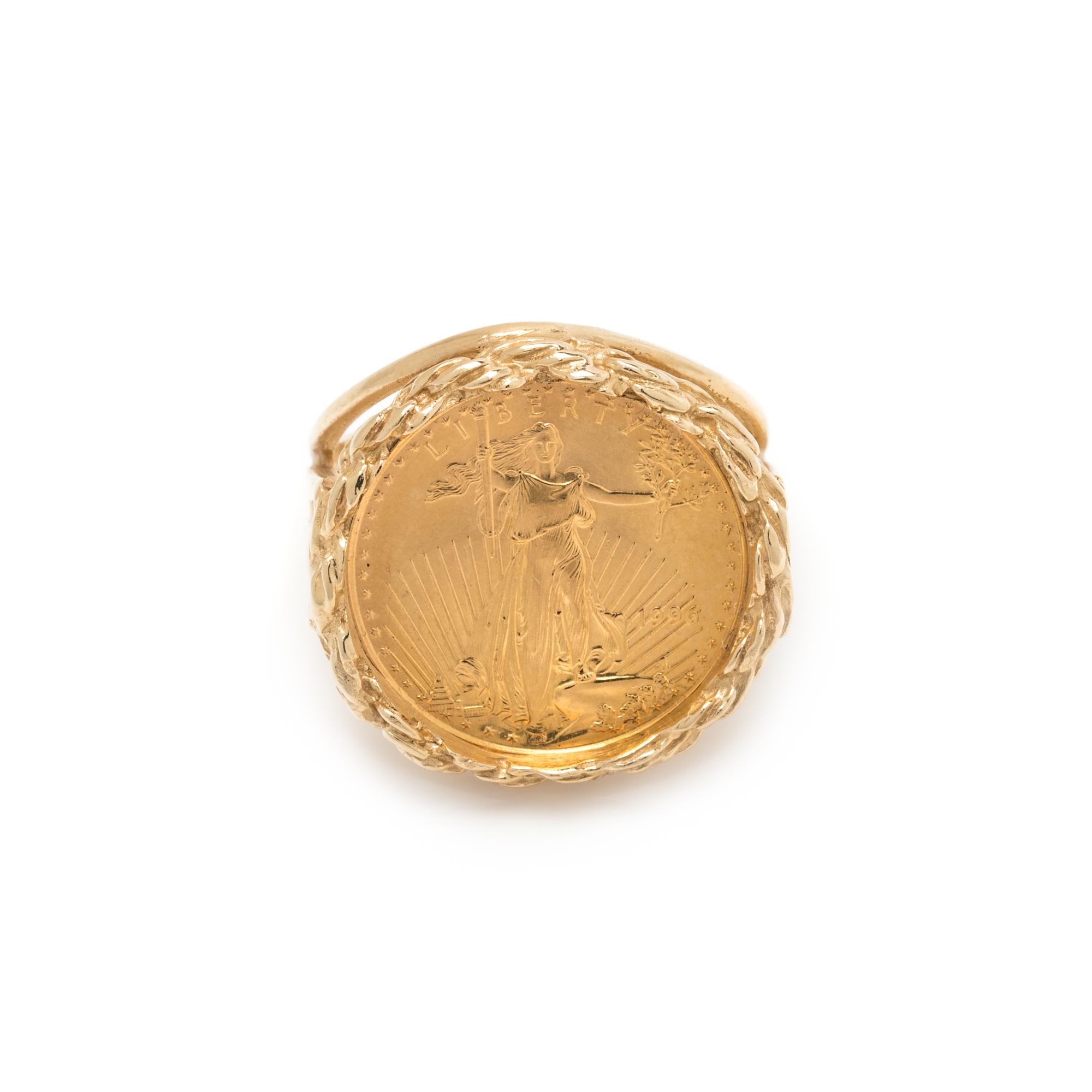 YELLOW GOLD AND COIN RING