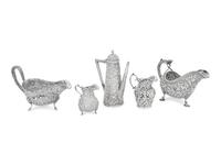 A Group of Five American Silver Repoussé Table Articles