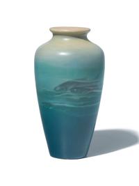 A Rookwood Vellum-Glazed Fish-Decorated Vase