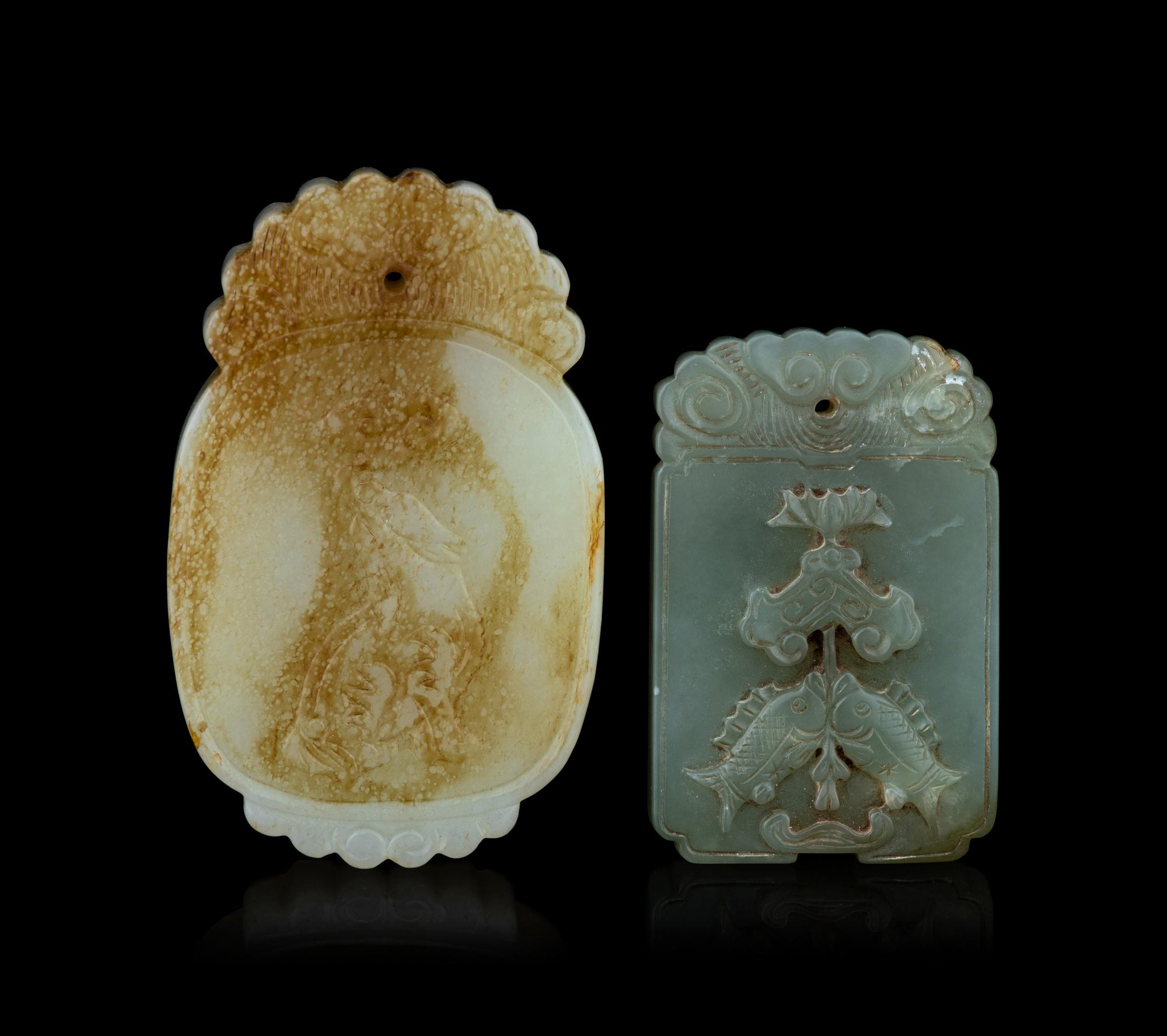 Six Chinese Carved Jade and Hardstone Pendants