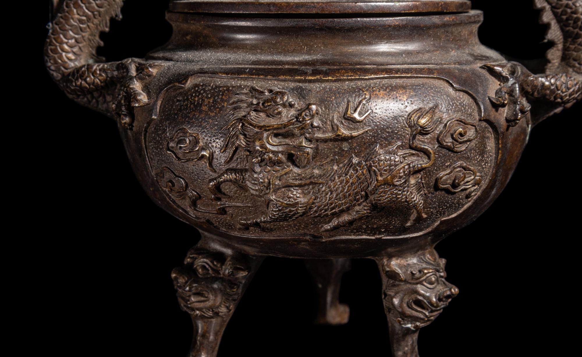 A Chinese Bronze Covered Incense Burner