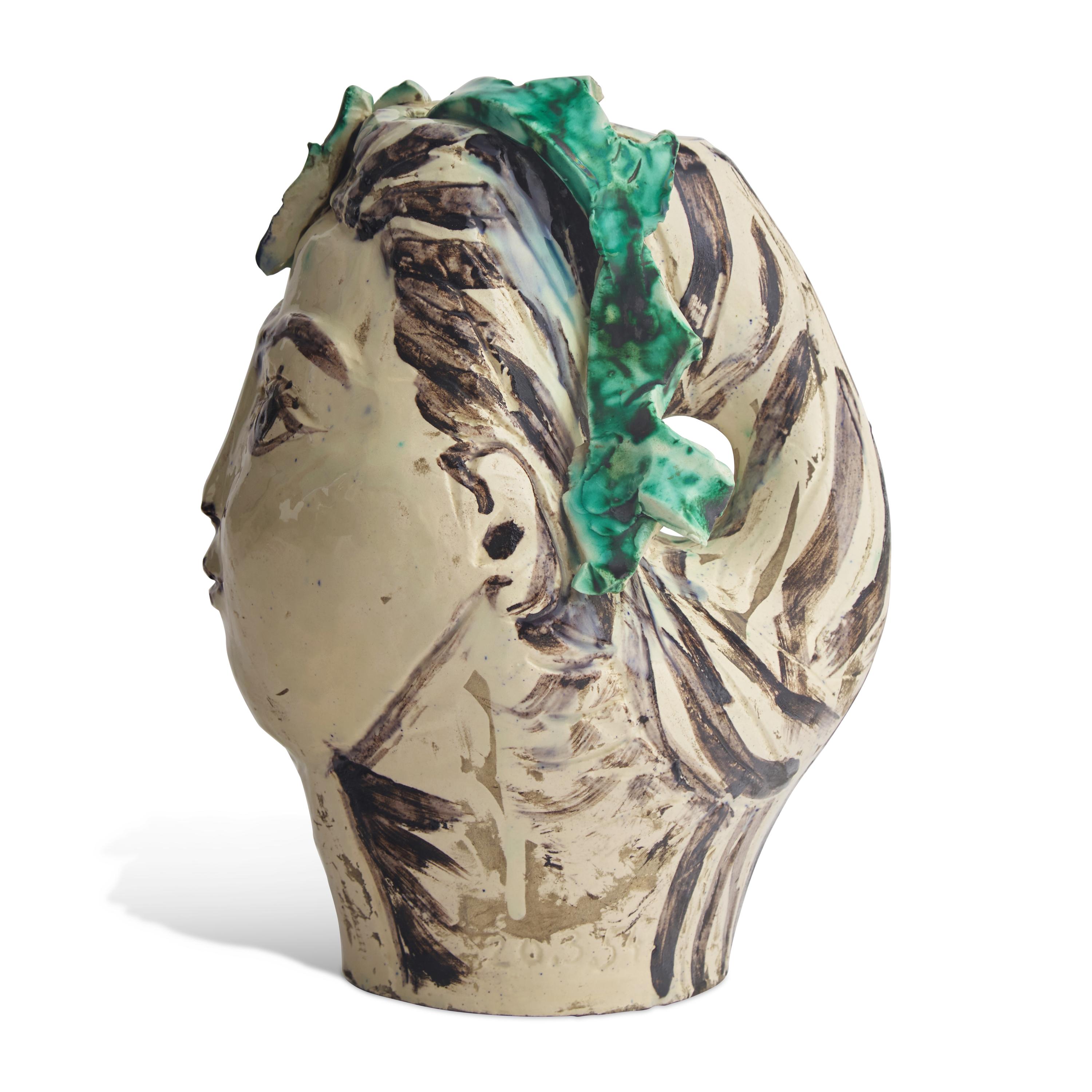Pablo Picasso (Spanish, 1881-1973) — Tête de Femme Couronnée de Fleurs (Pichet), Unique Ceramic, 1954