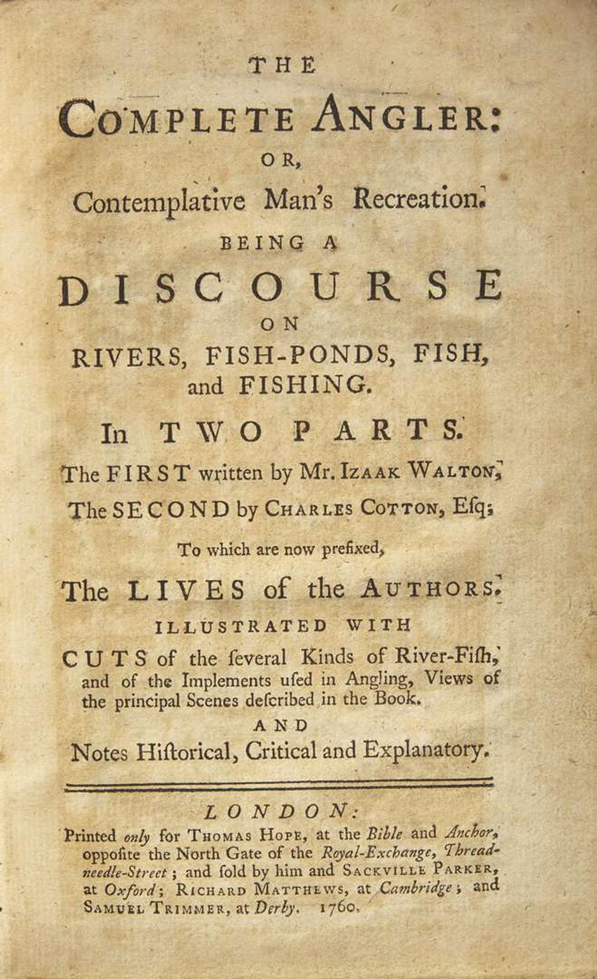 [Fishing] Walton, Izaak, and Charles Cotton: The Complete Angler...