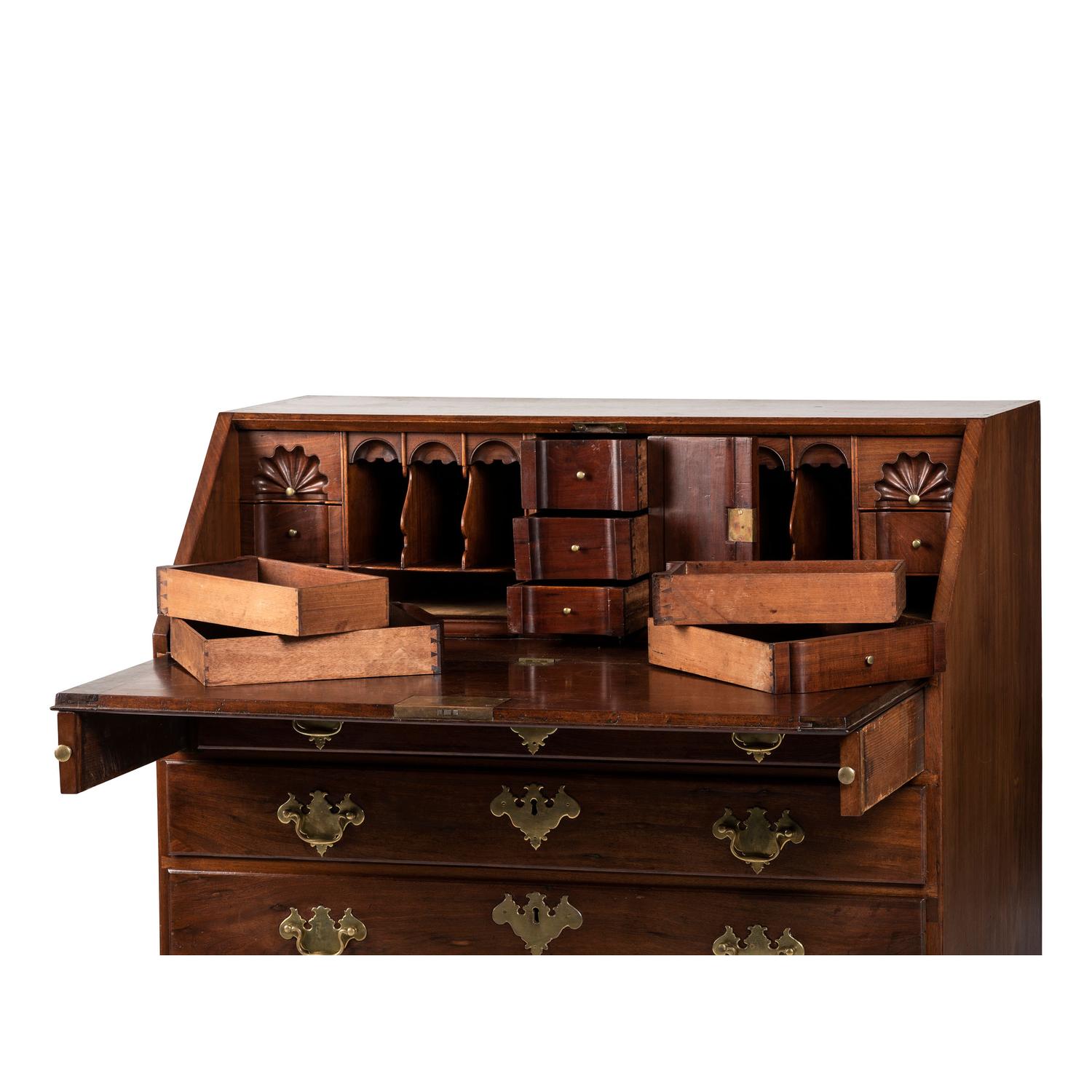 A Chippendale Plum-Pudding Mahogany Slant Front Desk