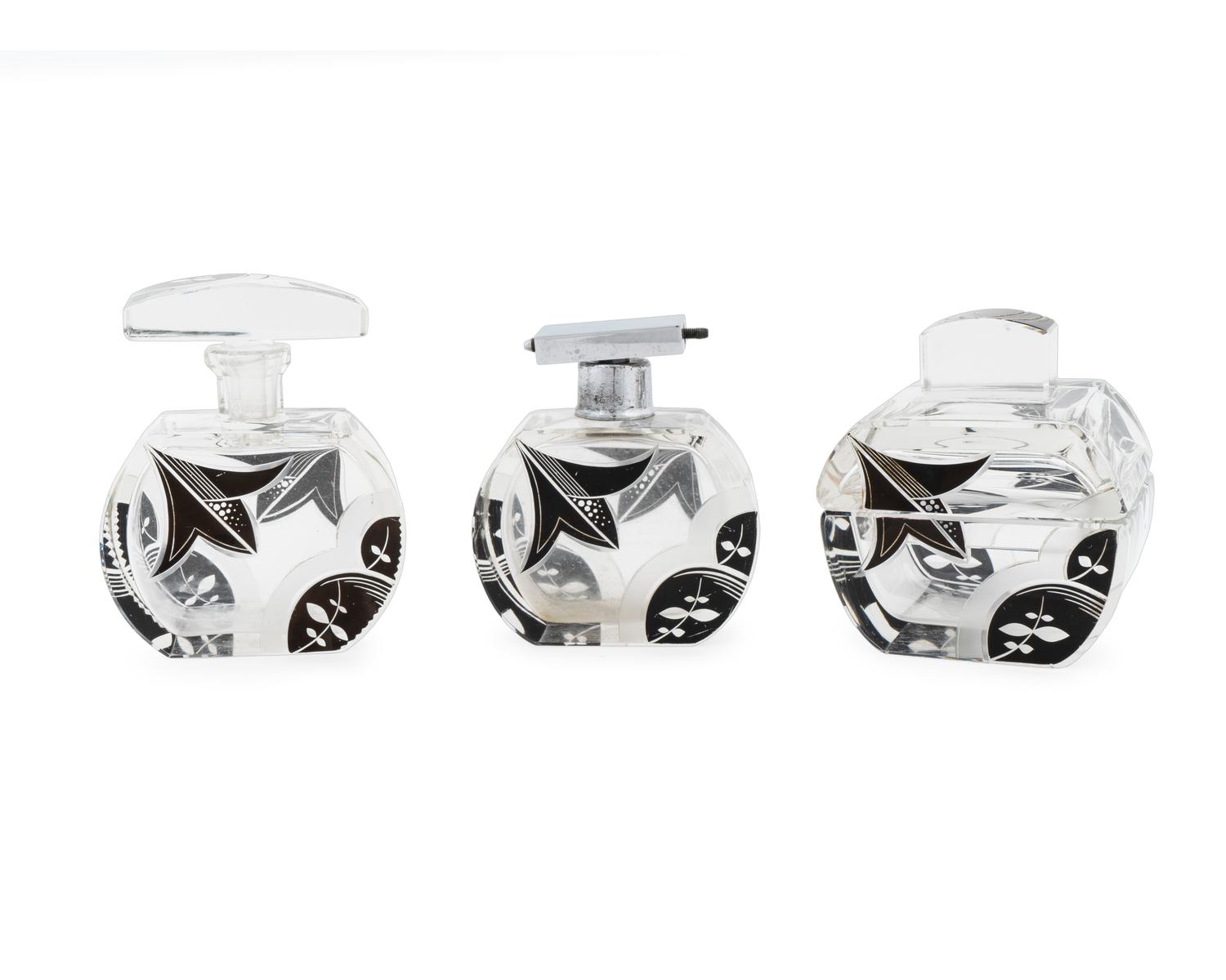 Three-Piece Art Deco Glass Vanity Set — 20TH CENTURY