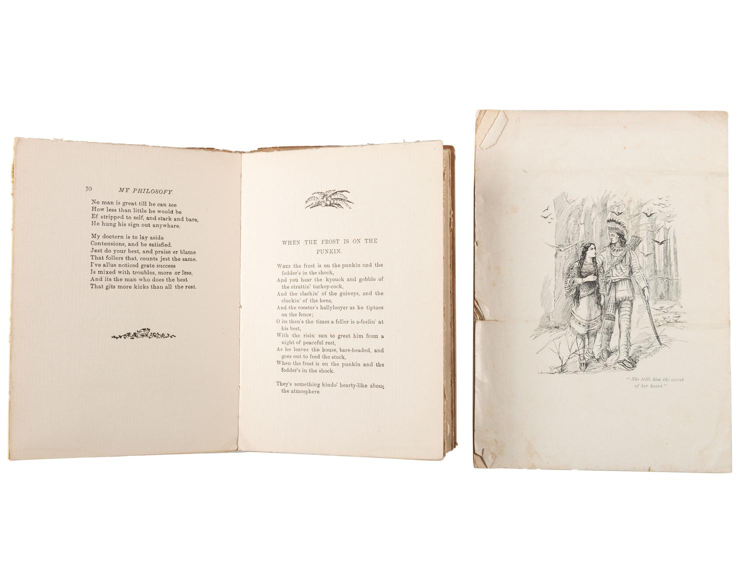 RILEY, James Whitcomb (1849-1916). “ The Old Swimmin’-hole,” and 'Leven More Poems . Indianapolis, IN: George C. Hitt & Co., 1883. Plus.