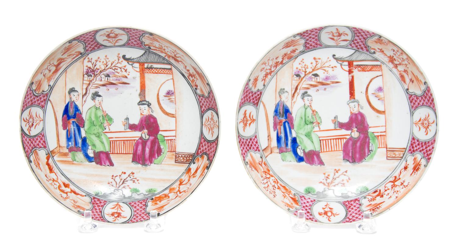 A Pair of Famille Rose Porcelain Saucers Diameter 6 inches. — LATE 18TH CENTURY