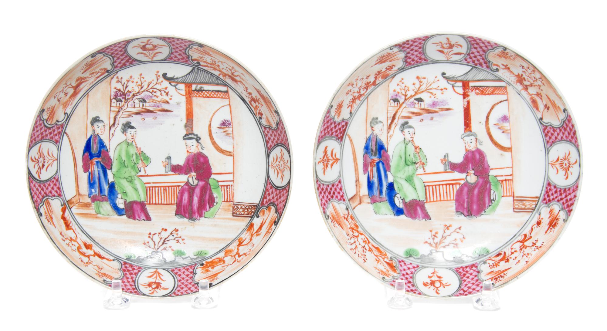 A Pair of Famille Rose Porcelain Saucers Diameter 6 inches. — LATE 18TH CENTURY
