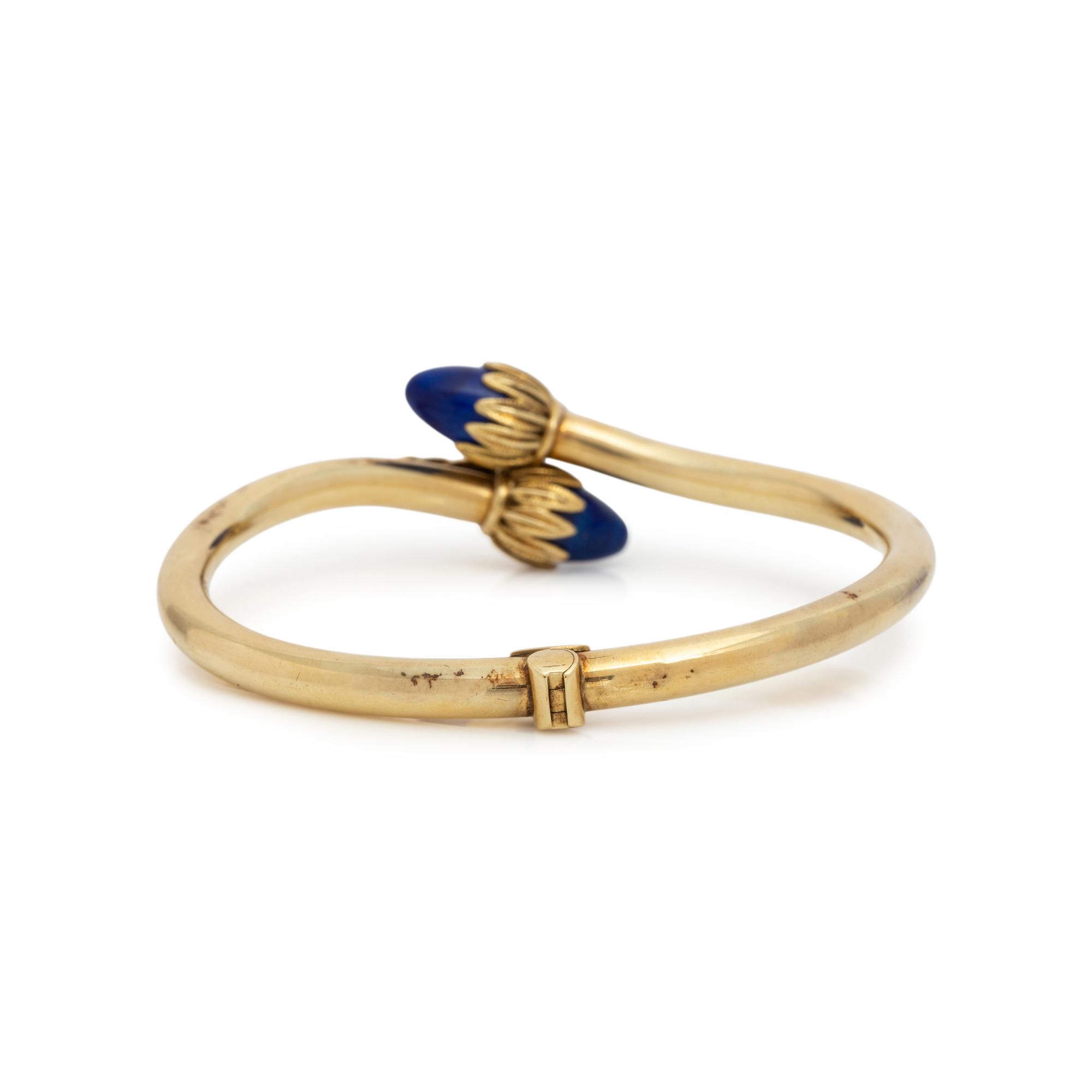 YELLOW GOLD AND LAPIS LAZULI BANGLE BRACELET