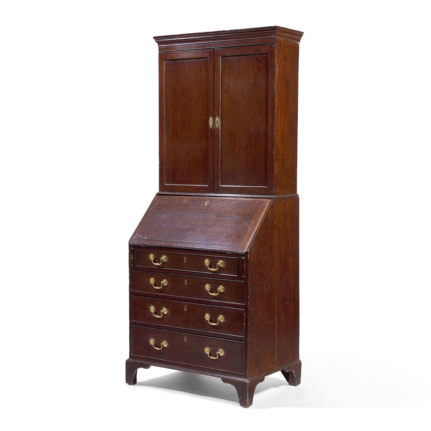 A George III Oak Desk and Bookcase