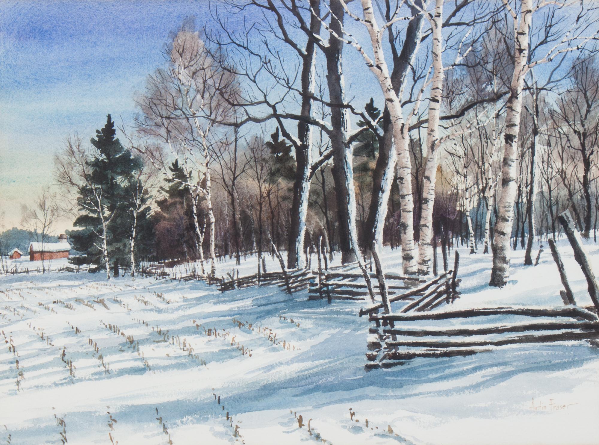 Austin Fraser, (Wisconsin, 1911-2006), Rail Fence, Winter