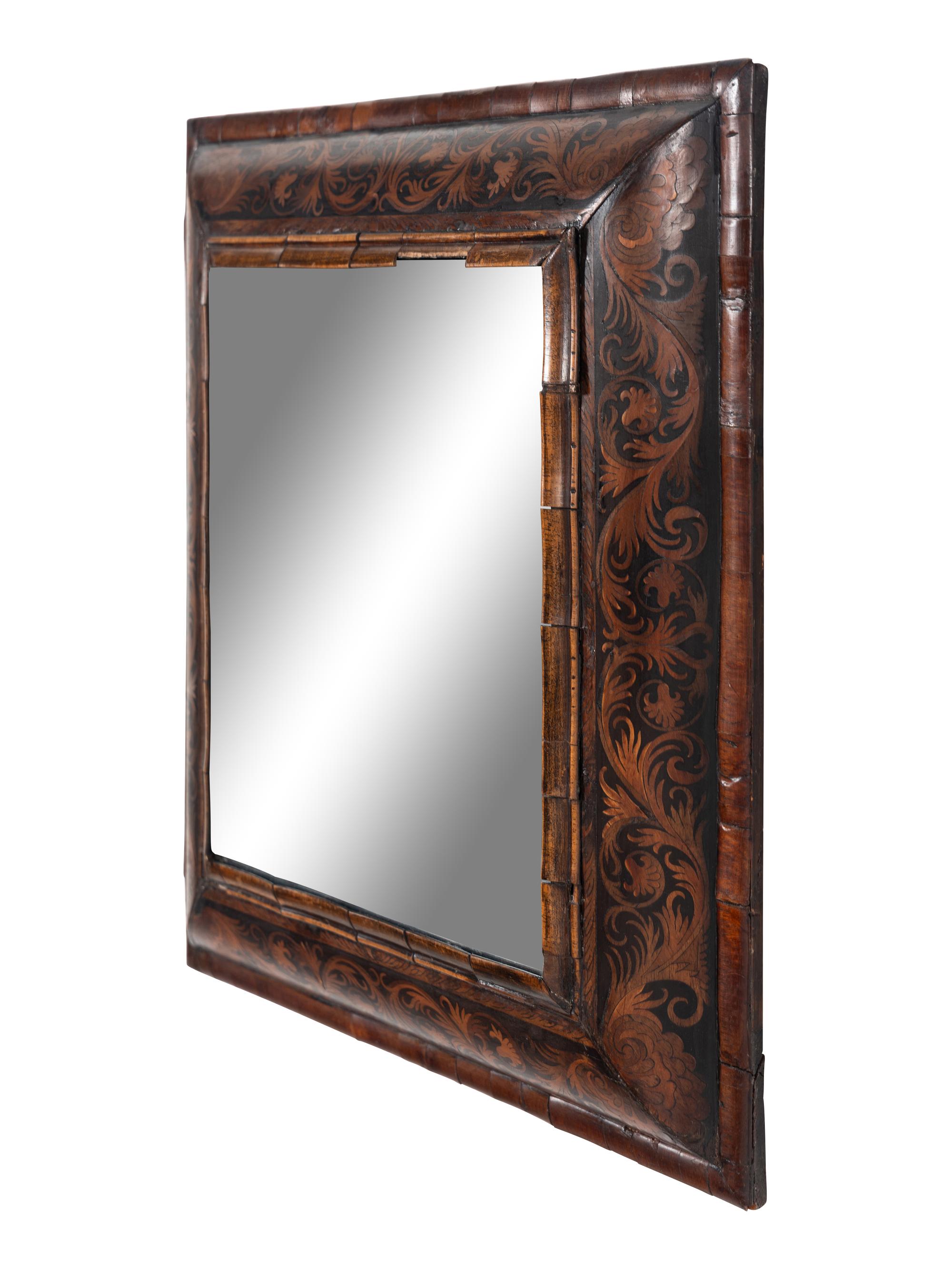 A William and Mary Walnut Marquetry Mirror