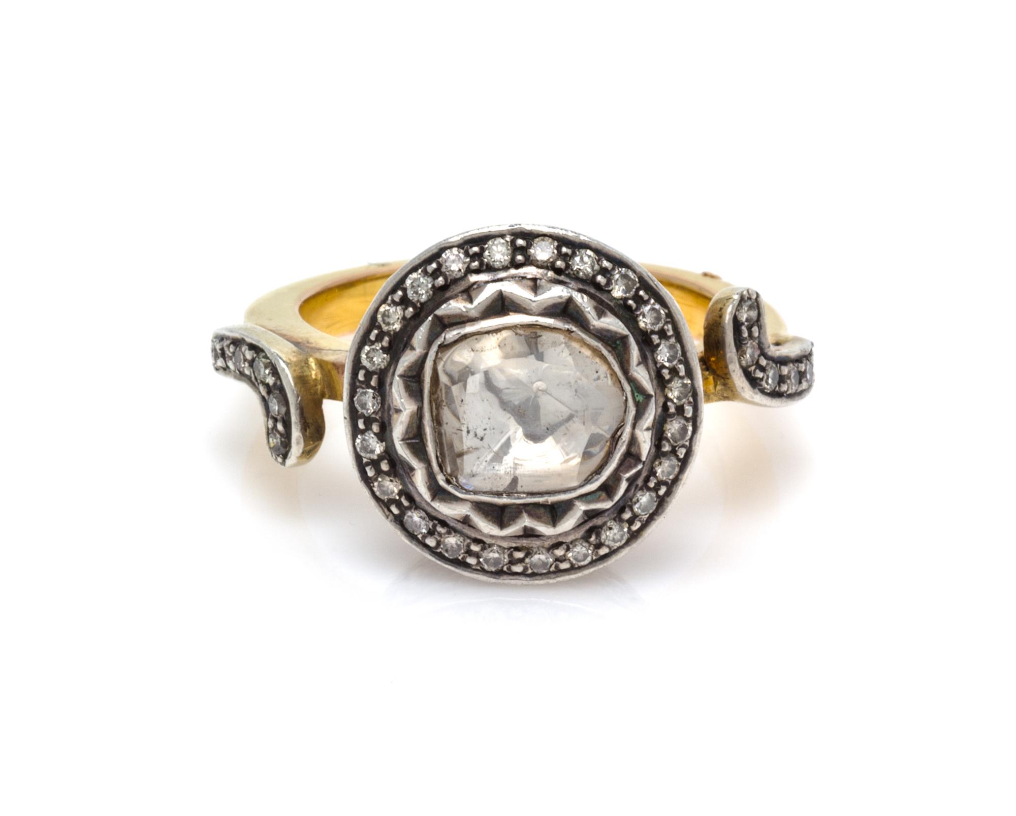 A Silver Topped Gold and Diamond Ring, 4.80 dwts.