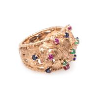 YELLOW GOLD AND MULTIGEM RING