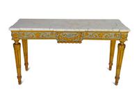 An Italian Painted and Gilt Marble-Top Console Table