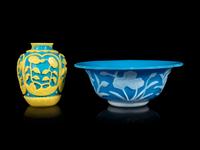 Two Chinese Turquoise Glass Articles