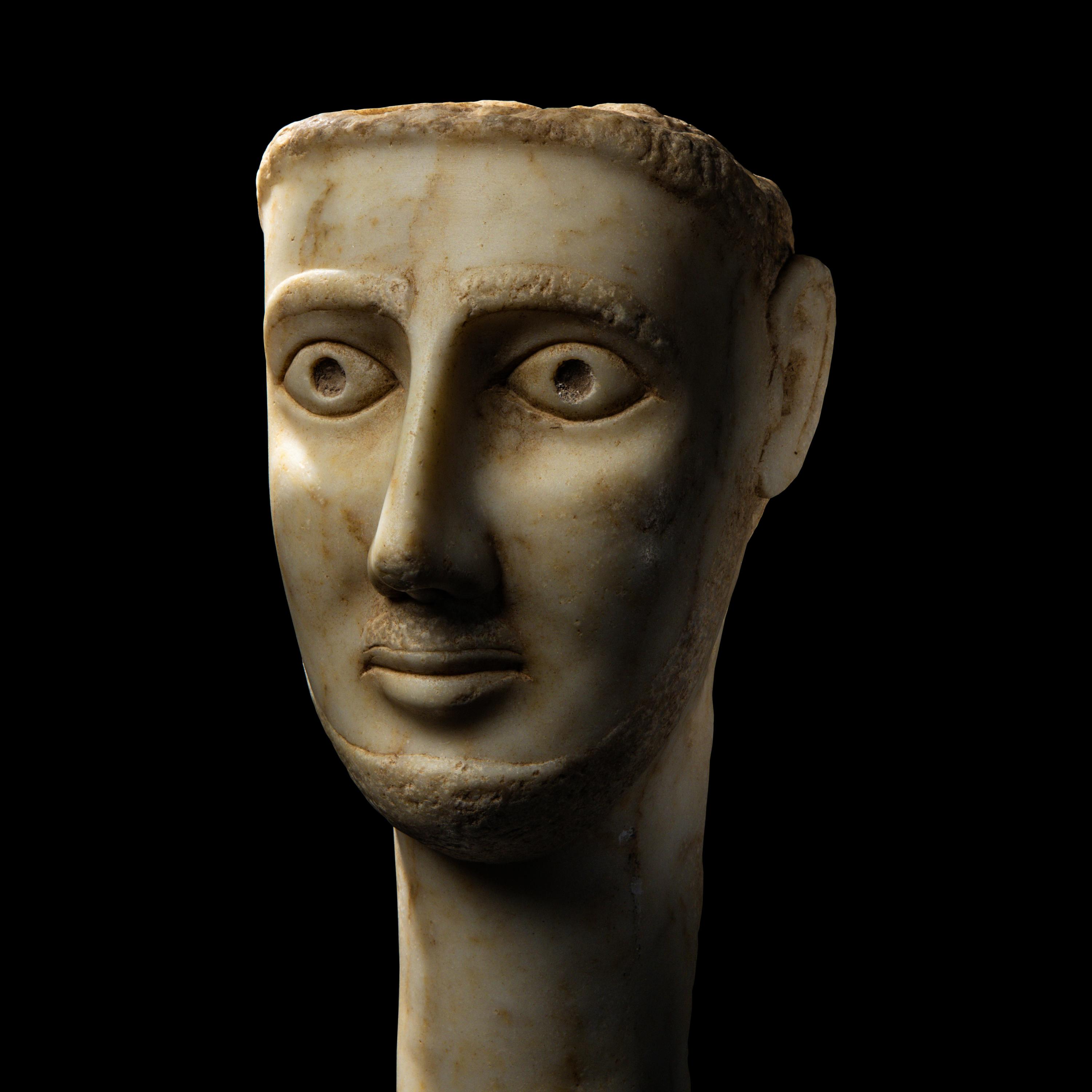 A South Arabian Alabaster Head of a Man