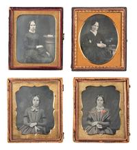 [EARLY PHOTOGRAPHY]. 22 sixth plate daguerreotypes of women posed with books and cased images.