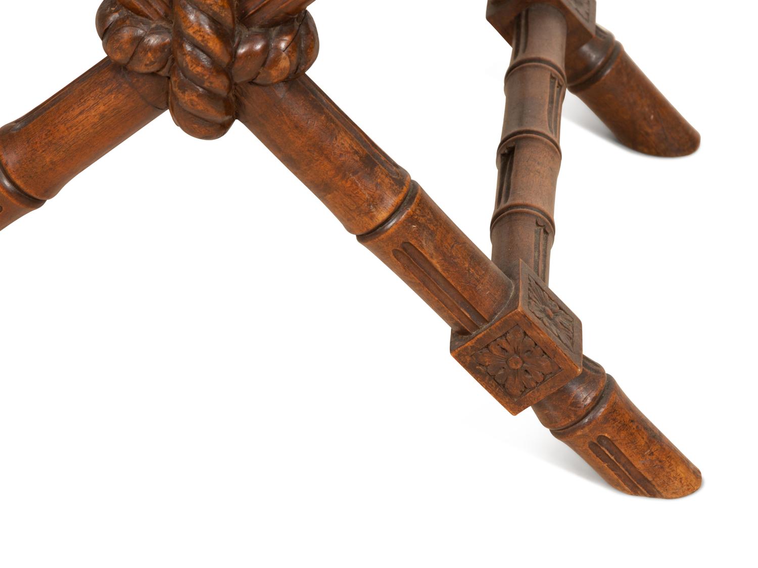 A Continental Carved Walnut X-form Stool